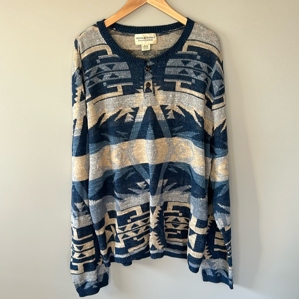 Denim &‎ Supply Ralph Lauren Southwestern Cotton Pullover Sweater Men’s Size XXL